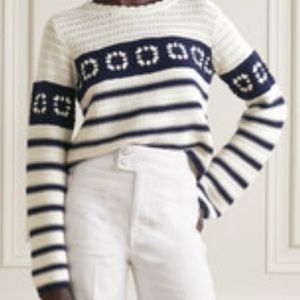 La Ligne Blue and Cream Crew Neck Sweater, size XS